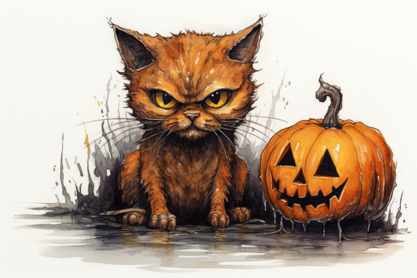 Unfriendly Halloween Orange Cat