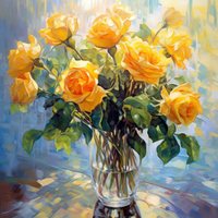 Thumbnail for Blooming Yellow Roses In A Clear Vase