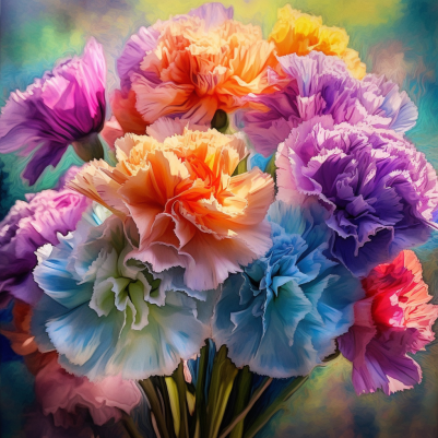 Bouquet Of Colorful Carnations
