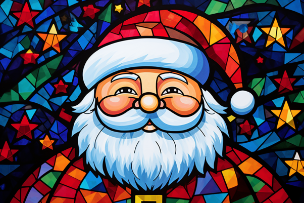 Stained Glass Santa