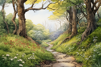 Thumbnail for Watercolor Calm Forest Path