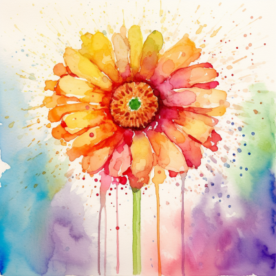 Water Color Flower Explosion