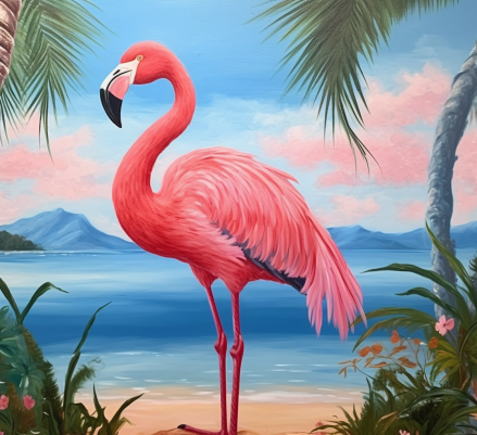 Tropical Vibes On The Beach With Mr. Flamingo