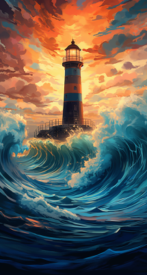 Lighthouse Surrounded By Glorious Waves