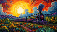 Thumbnail for Locomotive Train In Colorful Countryside  Paint by Numbers Kit
