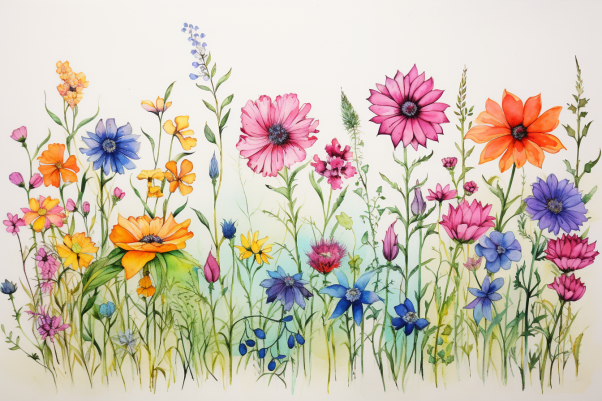 Pretty Watercolor Wildflowers  Paint by Numbers Kit