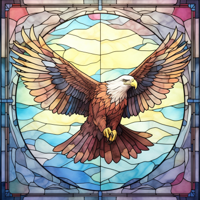 Glorious Bald Eagle On Stained Glass