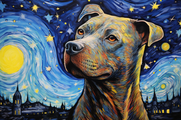 Starry Night Pit Bull   Paint by Numbers Kit