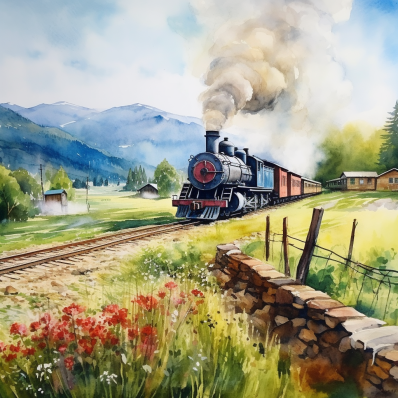 Train On The Countryside  Paint by Numbers Kit