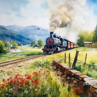 Thumbnail for Train On The Countryside  Paint by Numbers Kit
