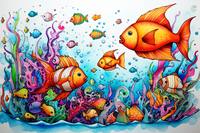Thumbnail for Watercolor Sea Life  Paint by Numbers Kit