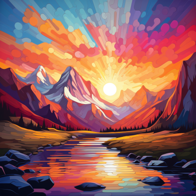 Colorful Sunrise Over Mountain Range