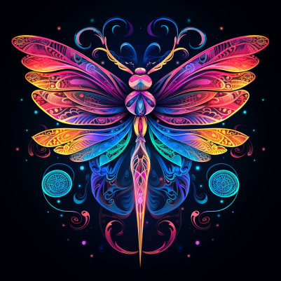 Neon Abstract Dragonfly