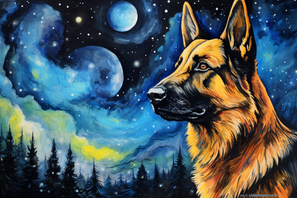 Stargazing German Shepard