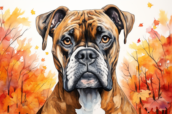 Boxer Dog In Fall