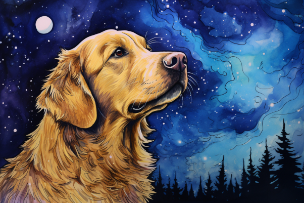 Sweet Stargazing Golden Retriever Paint by Numbers Kit