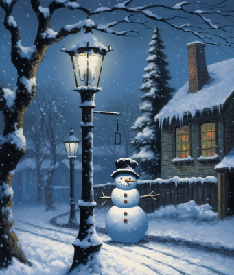 A Snowman On A Snowy Night