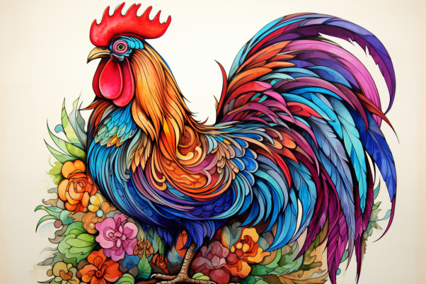 Pretty Watercolor Rooster Art  Paint by Numbers Kit