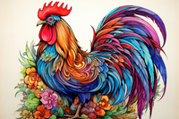 Thumbnail for Pretty Watercolor Rooster Art  Paint by Numbers Kit