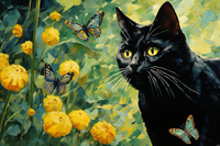 Thumbnail for Black Kitty And Butterflies   Paint by Numbers Kit