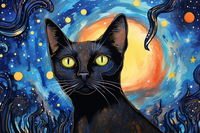 Thumbnail for Black Siamese Cat On A Starry Night  Paint by Numbers Kit