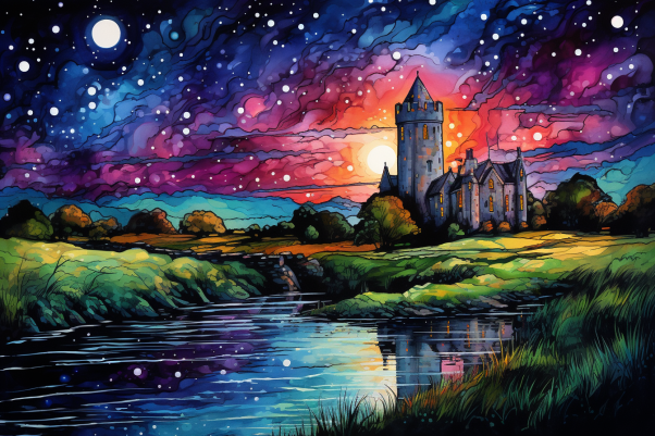 Vibrant Starry Night In Ireland