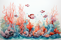 Thumbnail for Simple Watercolor Sea Life  Paint by Numbers Kit