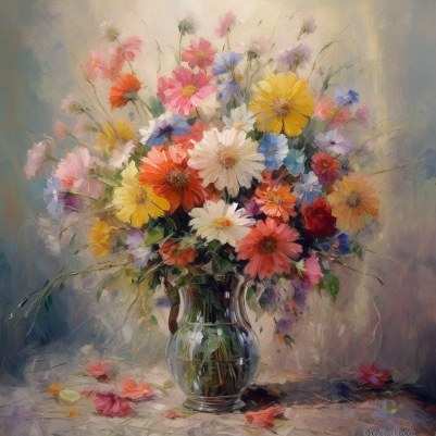 A Bunch Of Flowers In A Vase