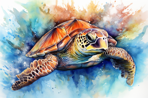 Beautiful And Calm Sea Turtle  Paint by Numbers Kit