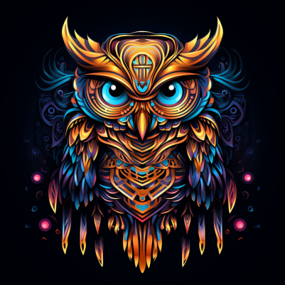 Abstract Golden Owl