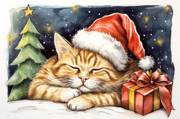 Napping Christmas Kitty
