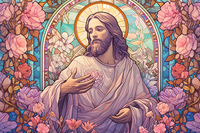 Thumbnail for Graceful Jesus Among Roses On Stained Glass