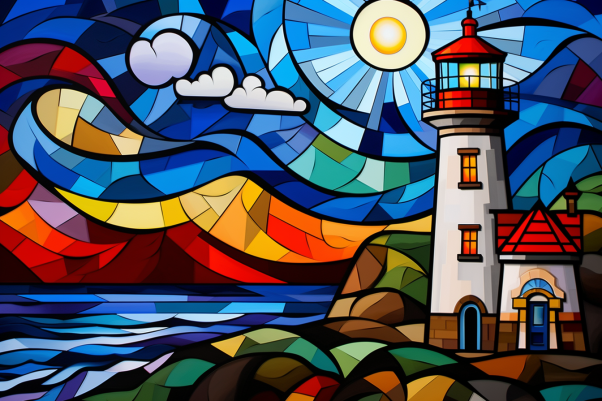 Stained Glass Vibes And Lighthouse