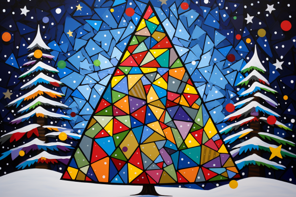 Colorful Stained Glass Vibe Christmas Tree