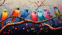 Thumbnail for Fun Colorful Birds On A Branch  Paint by Numbers Kit