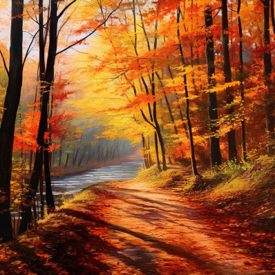 Golden Afternoon Autumn Trail   Paint by Numbers Kit