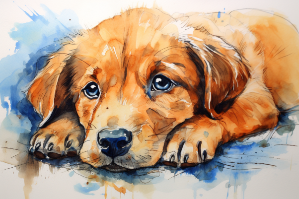 Watercolor Sweet Sleepy Puppy  Paint by Numbers Kit