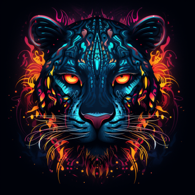 Abstract Tiger With Glowing Eyes