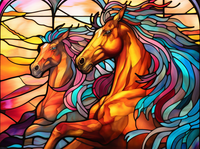 Thumbnail for Two Galloping Horses On Stained Glass