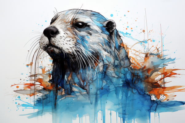 Serious Watercolor Otter  Paint by Numbers Kit