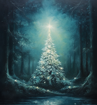 Thumbnail for Christmas Tree Shining Bright In The Woods At Night