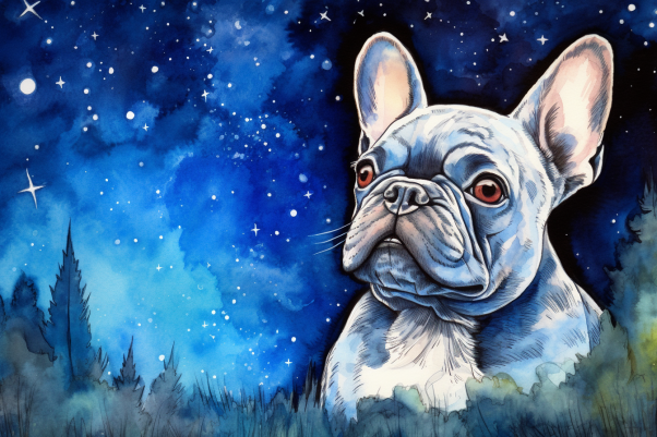 Starry Night French Bulldog  Paint by Numbers Kit