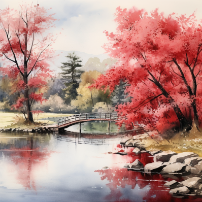 Breathtaking Watercolor Bridge   Paint by Numbers Kit