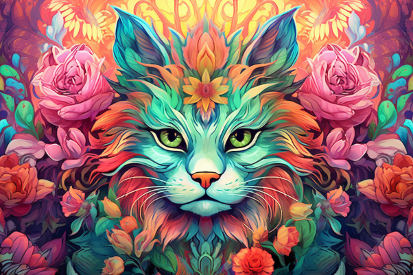 Dreamy Fantasy Cat Flowers