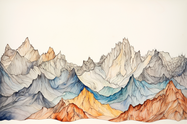 Soft Watercolor Mountain Range