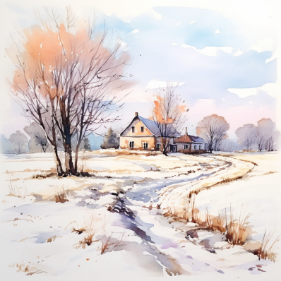 Country Home In The Snow  Paint by Numbers Kit