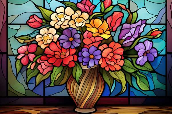 Bouquet Of Flowers Stained Glass Vibes