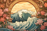 Thumbnail for Graceful Ocean Waves And Flowers