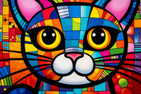 Thumbnail for Pretty Bold Bright Colored Kitty  Paint by Numbers Kit