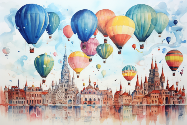 Soft Watercolor Hot Air Balloon Festival